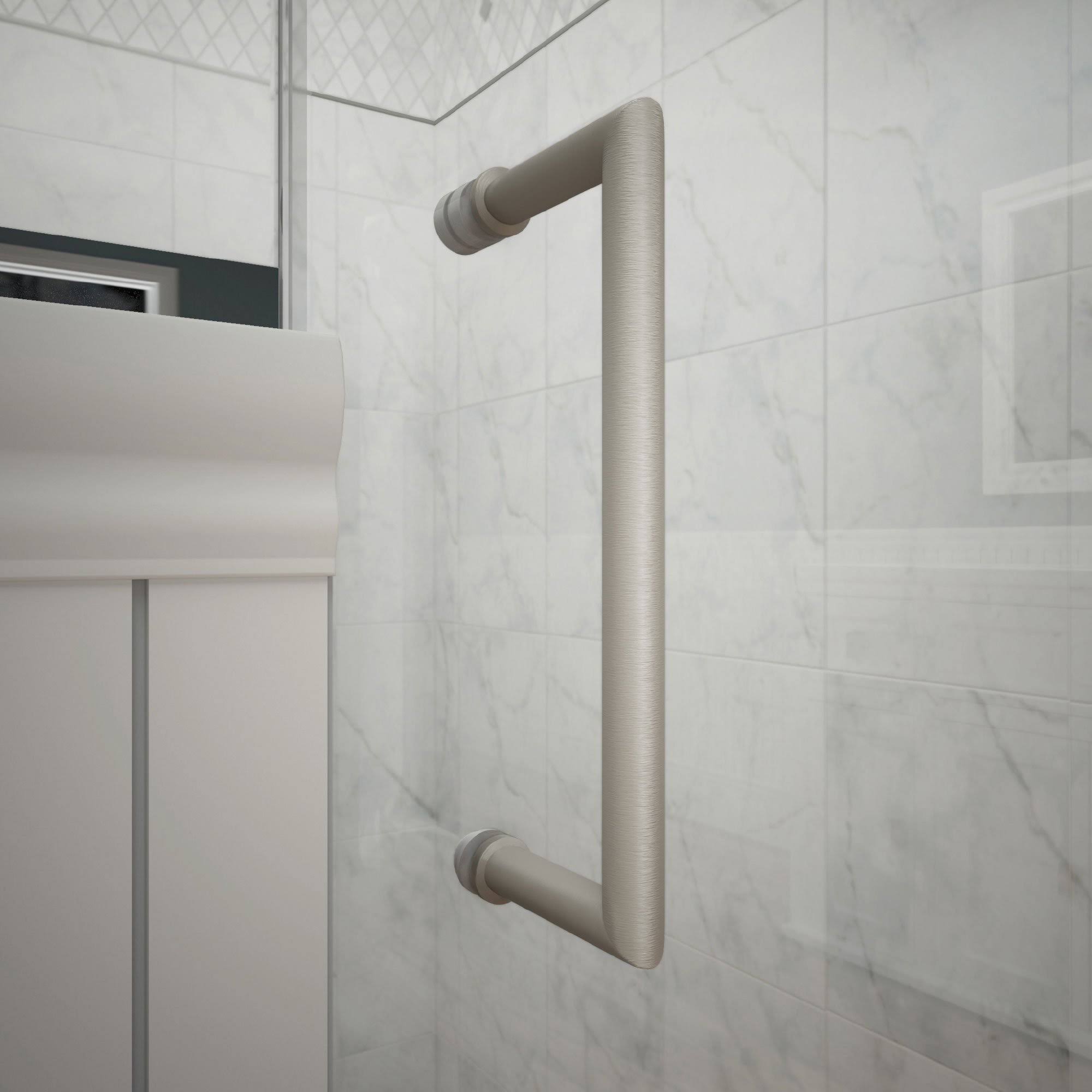 DreamLine Unidoor Lux 72-in H x 60-in W Frameless Hinged Brushed Nickel Shower Door (Clear Glass) | SHDR-23607210-04