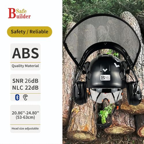 Forestry Chainsaw Tree Work Safety Helmet Vented Hard Hats w/Visor Bluetooth Ear Muffs Face Shield Outdoor Hardhats Vented ANSI Z89.1