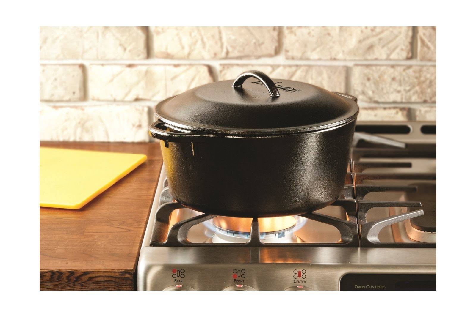 Lodge L8DOL3 Cast Iron Dutch Oven with Dual Handles Pre-Seasoned 5-Quart