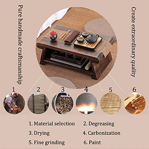 Foldable Coffee Table 2-Story Japanese Tatami Table Coffee Table with Storage Shelf Retro Meditation Low Table (Size : 50x30x20cm)