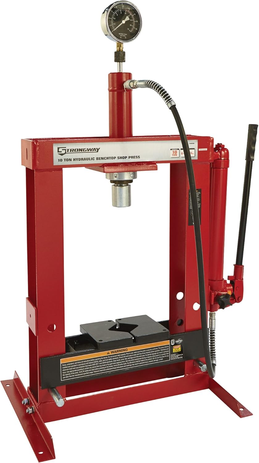 Strongway Benchtop 10-Ton Hydraulic Shop Press with Gauge