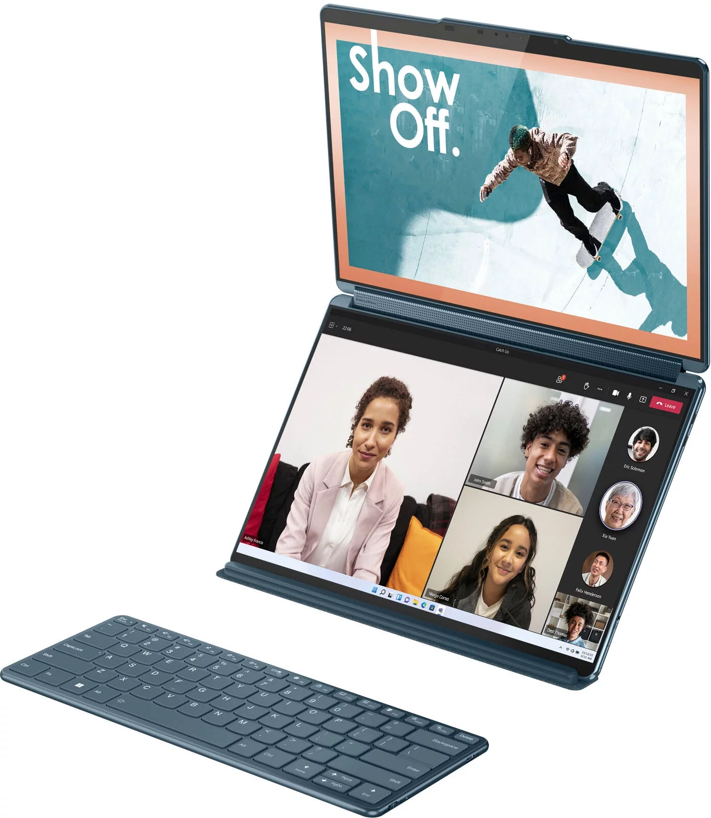 Lenovo - Yoga Book 9i 2-in-1 13.3" 2.8K Dual Screen OLED Touch Laptop - Intel Core i7-1355U with 16GB Memory - 512GB SSD - Tidal Teal