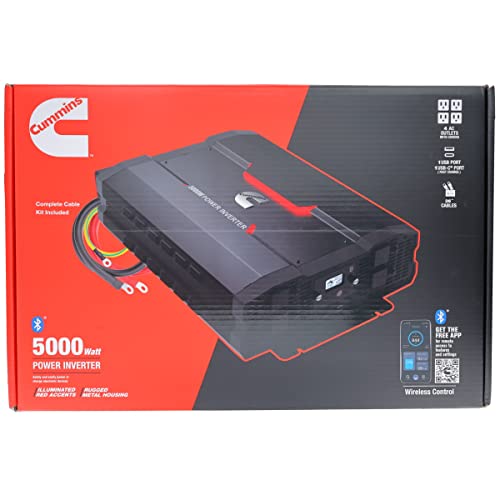 Cummins 5000 Watts Inverter Modified Sine Wave Truck Inverter 12 Volts to 110 Volts Four AC Outlets Two USB Ports (Plus Cable Kit)- CMN5000W - Inverters for Vehicles, Van Life, Camping