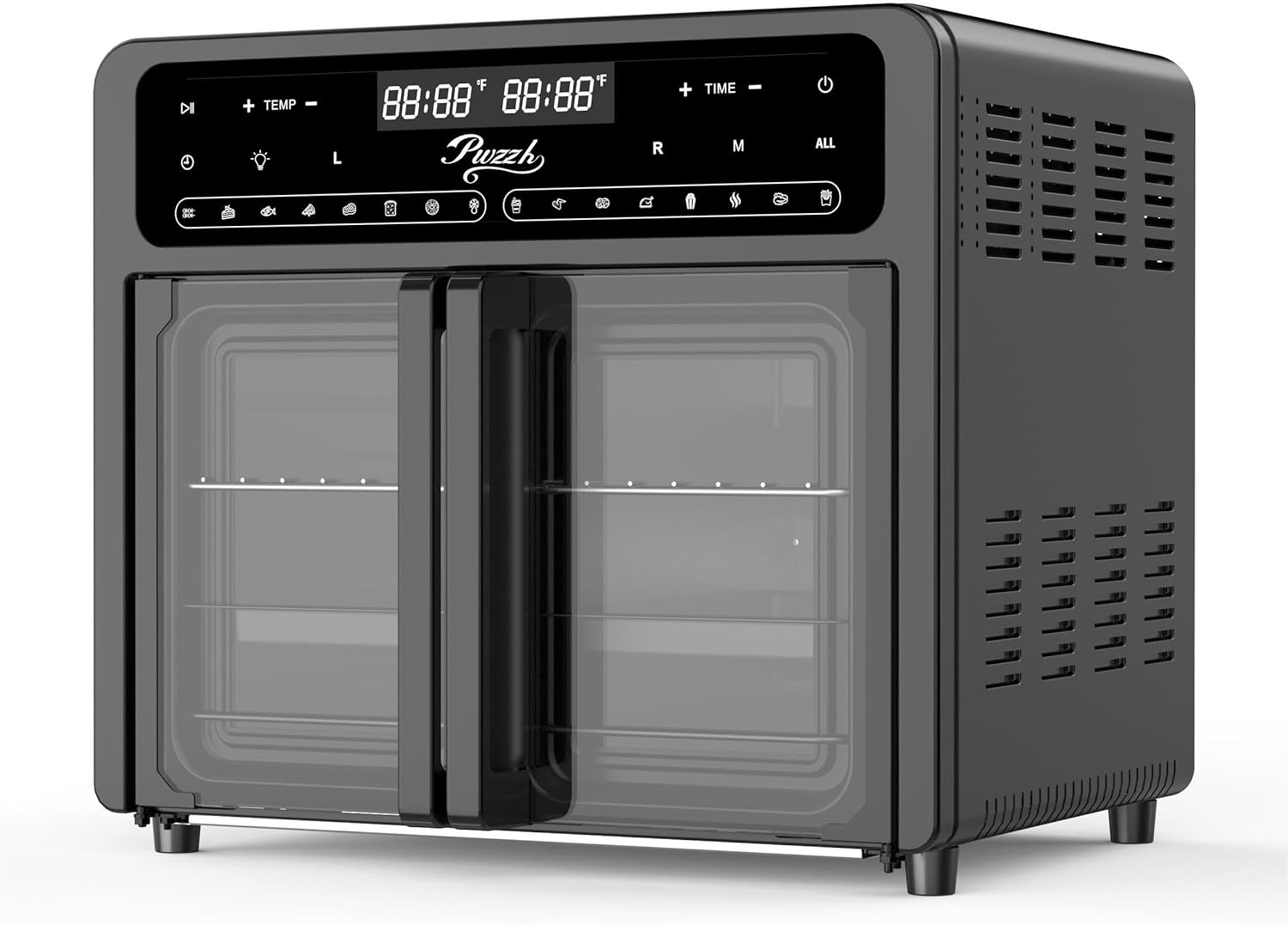 2024 New Dual Zone Air Fryer Oven with French Glass Door 25.4QT Large Capacity Family Meals 16-in-1 Preset Menus LED Screen Advanced Dual-Fan 360° Heat Circulation Quick Even Cooking Results