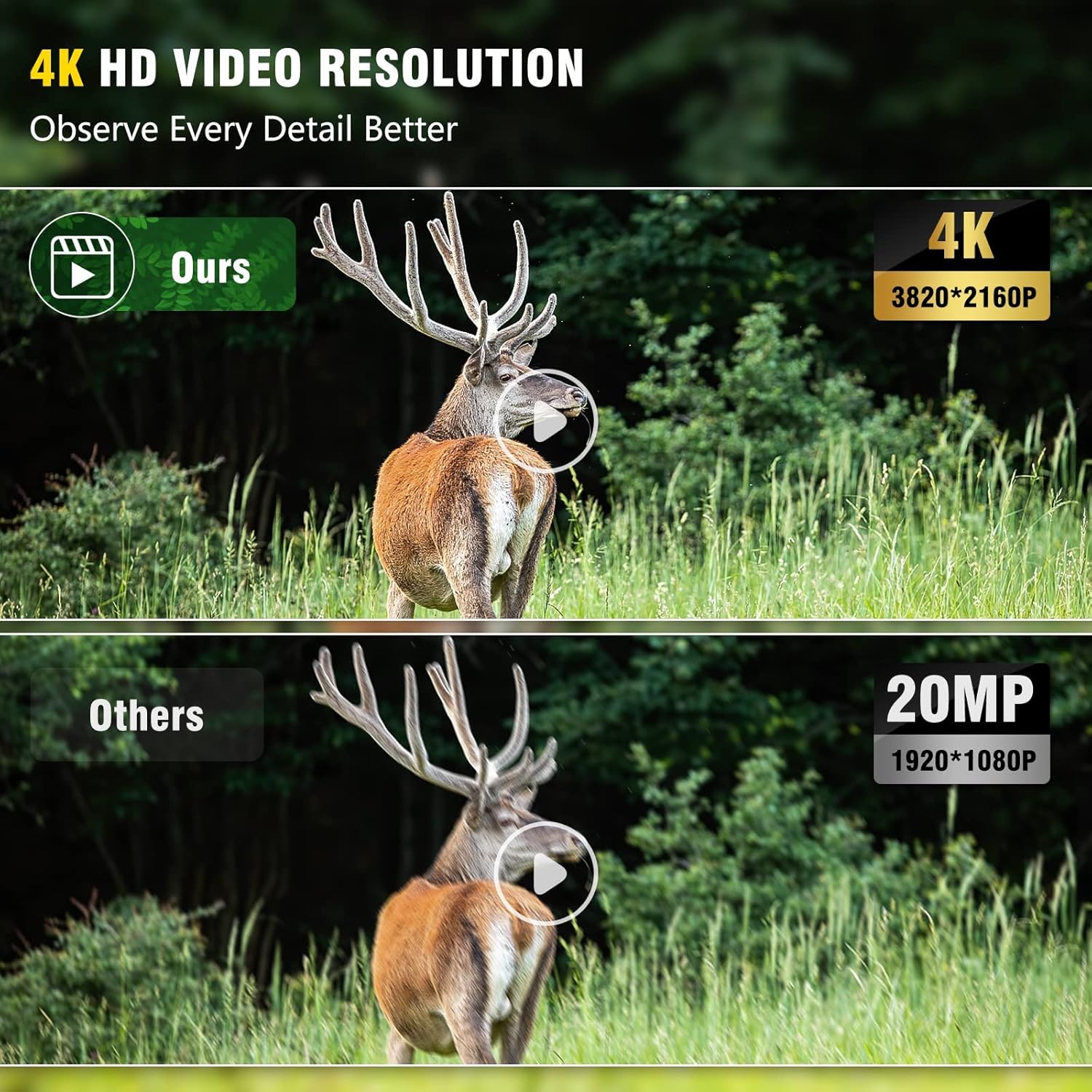 Trail Camera 4K 32MP, Wildlife Camera 120° Monitoring Fast 0.2s Trigger Speed, Hunting Game Cameras w/ Night Vision Motion Activated Waterproof IP66 for Outdoor, 940nm No Glow, 32GB Micro SD Card