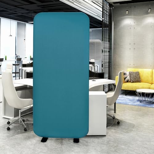 Standing Room Divider 29”x65” Portable Self Freestanding Partition for Classroom, Office, Studio Webcam Background, Sound Absorption Privacy Screen Separator (Steel)