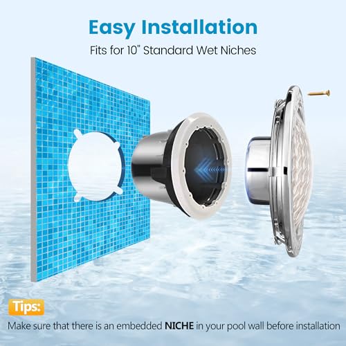 SURAIELEC LED Pool Lights for Inground Pool, 12V AC 10 inch Underwater Swimming Pool Light Replacement for Pentair Hayward Wet Niches, 30W, 3000LM, 6500K Cool White Glow, 100FT Cord