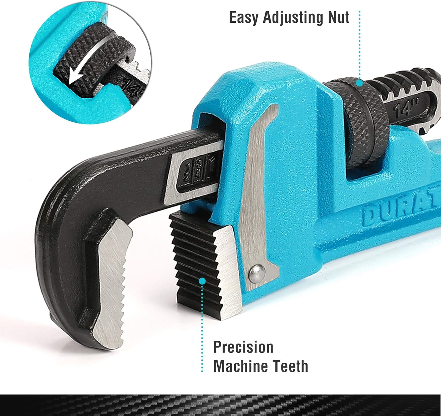 DURATECH 4-Piece Heavy Duty Pipe Wrench Set, 8",10",14",18", Adjustable Plumbing Wrench Set, Malleable Cast Iron Handle, Exceed GGG standard Pack of 2