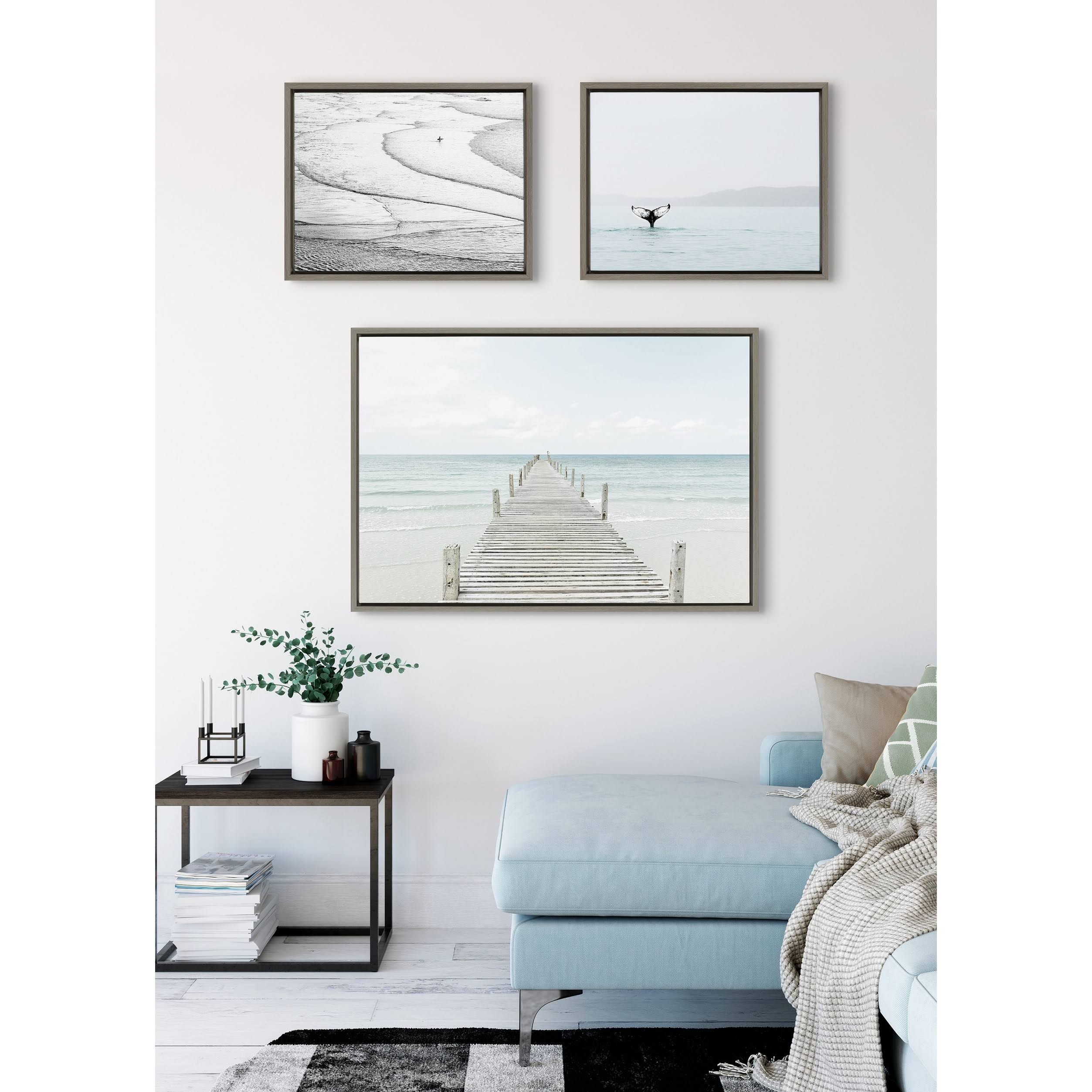 Kate and Laurel Sylvie Ocean Beach Framed Canvas Set - Gray (3 Piece)