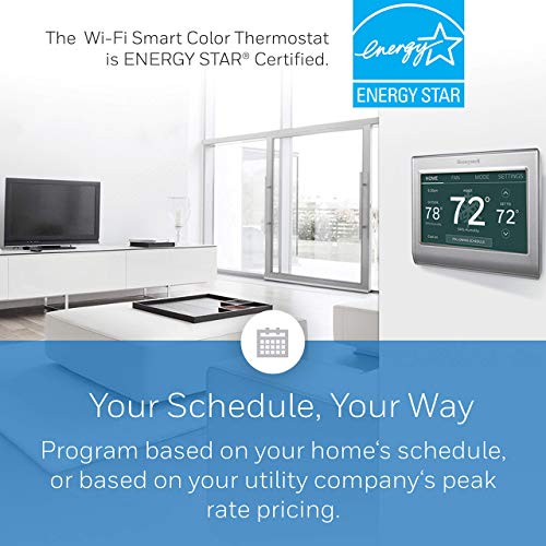 Honeywell Home RTH9585WF Wi-Fi Smart Color Thermostat, 7 Day Programmable, Touch Screen, Energy Star, Alexa Ready, C-Wire Required, Not Compatible with Line Volt Heating Gray