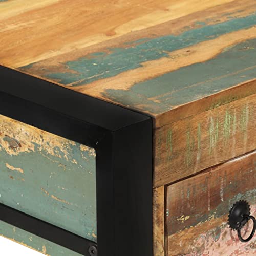vidaXL Rectangular Writing Desk with Drawers, Solid Mango Wood, Vintage Industrial Style, Metal Frame, Brown, Versatile Furniture for Home and Office Use