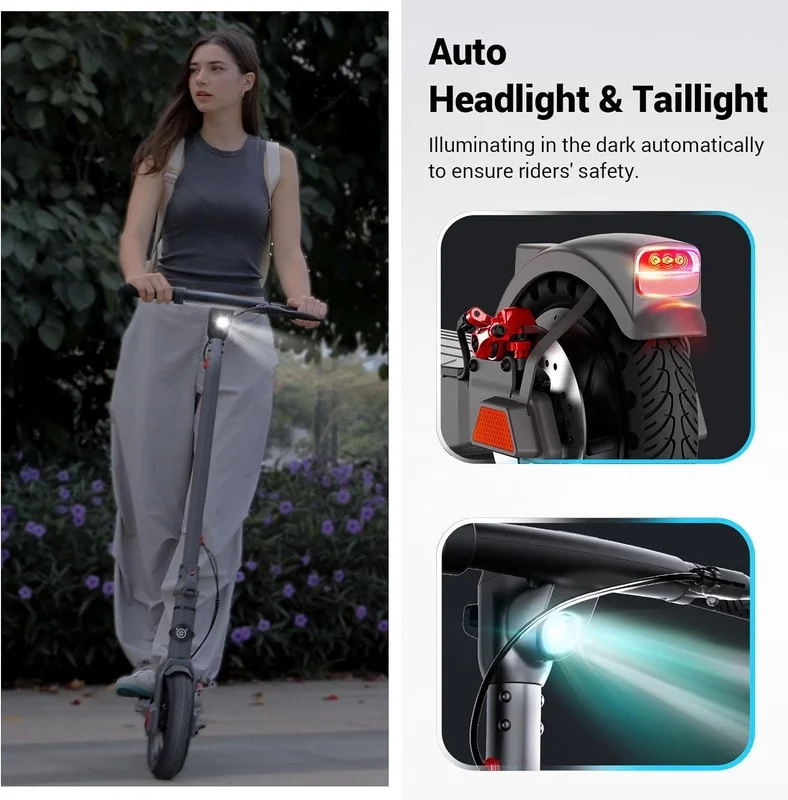 SISIGAD Electric Scooter for Adults, Peak 500W Motor, 8.5" Solid Tires, 15 Miles Long Range & 19Mph Speed Folding Electric Adult Scooter for Commuting with Double Braking System