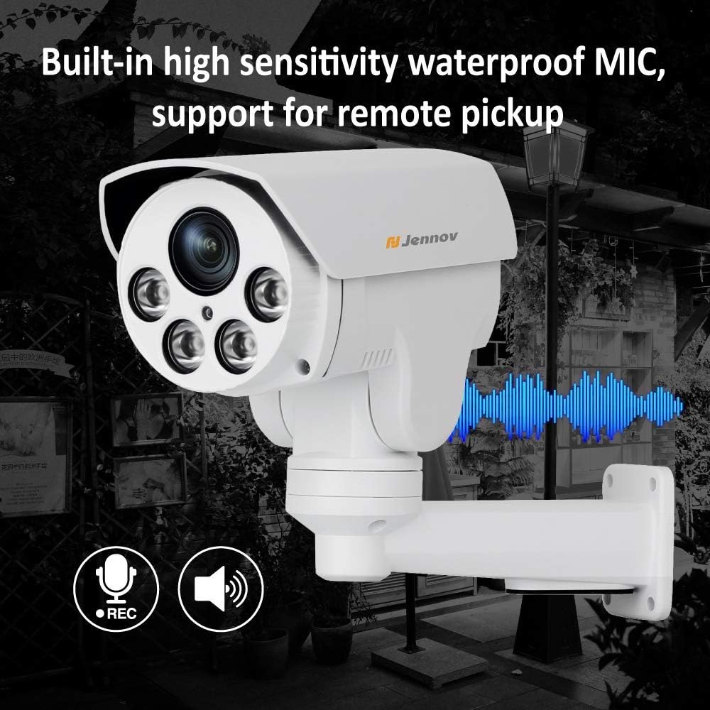 Jennov POE Security Camera 5MP(2592x1944) HD IP PTZ Security Camera CCTV Home Video & Audio Surveillance Outdoor Pan Tilt & 5X Zoom Night Vision Motion Detection Free Phone App Remote View