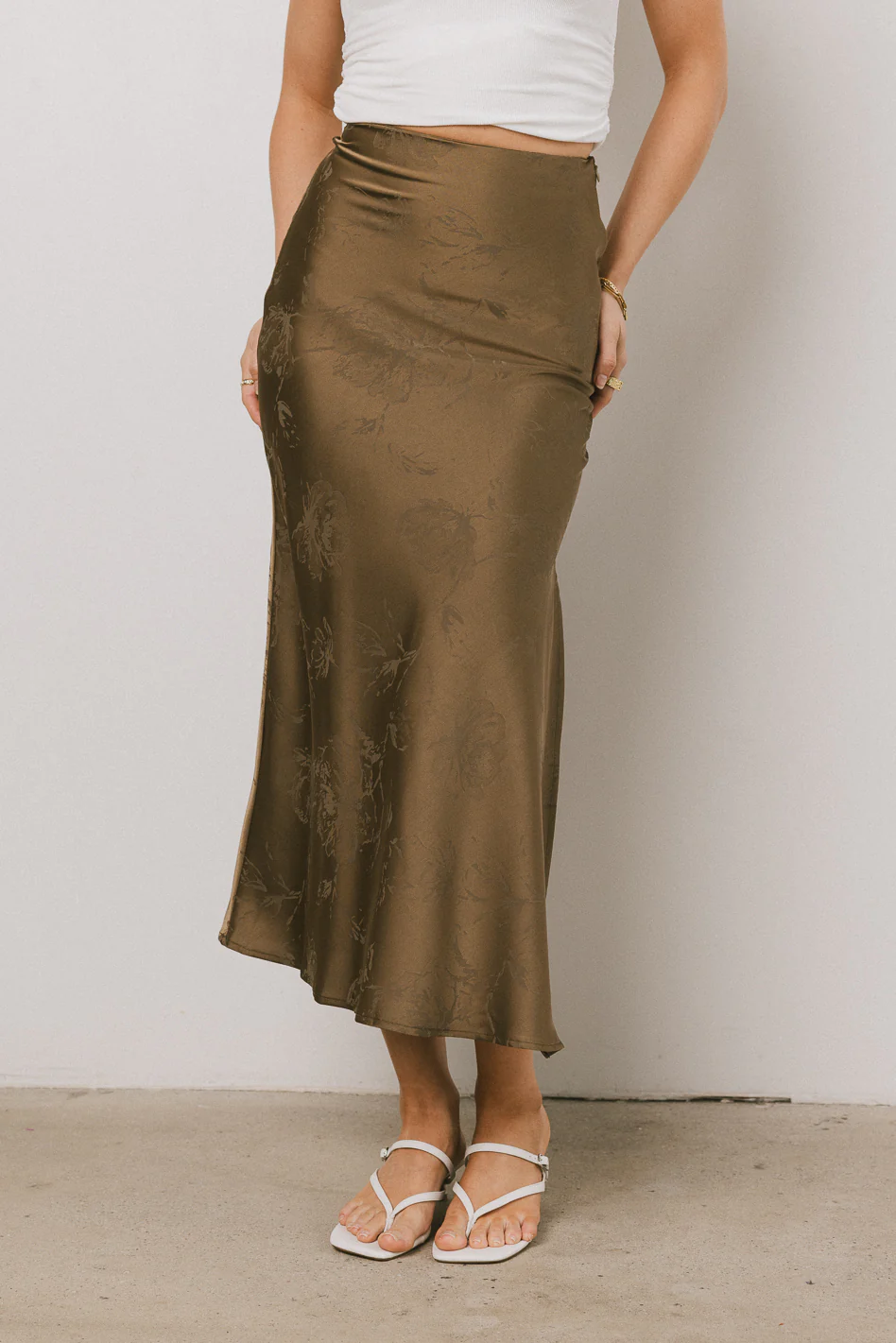 Ellie Floral Maxi Skirt in Olive - FINAL SALE