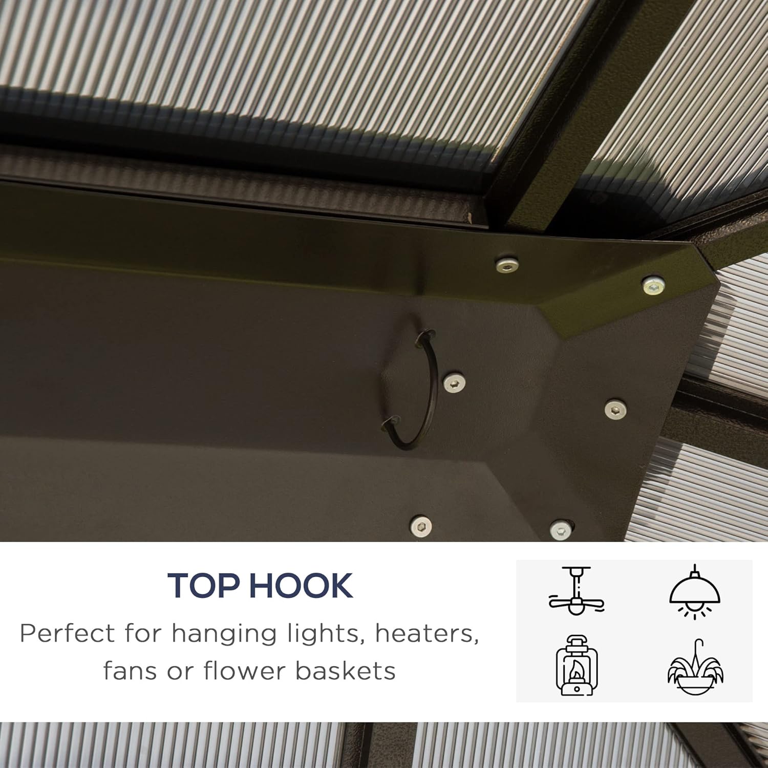 Outsunny 10' x 12' Hardtop Gazebo Canopy with Polycarbonate Roof, Aluminum Frame, Permanent Pavilion Outdoor Gazebo with Netting, for Patio, Garden, Backyard, Deck, Lawn, Off-White