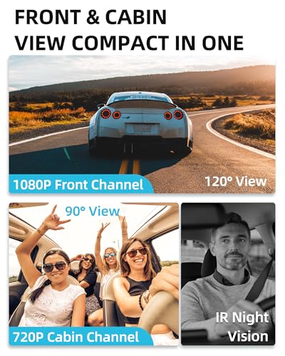 Dash Cam Front and Inside, 4G WiFi ADAS, Remote Monitor Live Video Car Dual Dash Camera, 1080P Dashcam with GPS, 24H Loop Recording, Night Vision, G Sensor, Geo Fence, Fuel Cut Off, SOS Key - JC261P