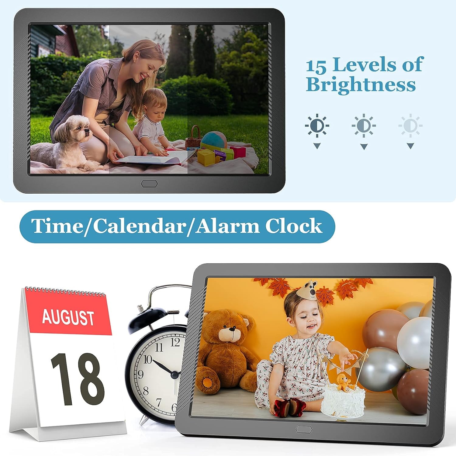 Digital Photo Frame with 8.1 Inch 1920x1080 FHD IPS Screen - Hauyince Digital Picture Frames with Remote Control, Slideshow, Picture Preview, Adjustable Brightness, Calendar, Using SD Card & USB Drive