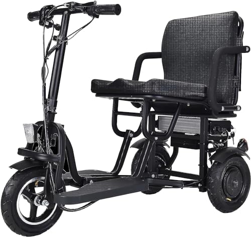 ccko Folding Mobility Electric Trike 48V 700W,Mobility Scooters for Adults,3 Wheel Lightweight Portable Power Travel Scooters,20 Miles Long Range Electric Powered Wheelchair Device (Black)
