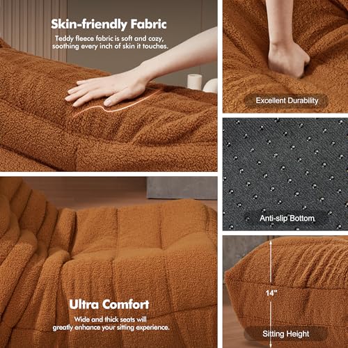 Bean Bag Chair Big Sofa Beanbag Chair for Adults Fireside Chair Bean Bag Lounger with Memory Foam Filled for Home,Apartment or Gaming Venue(Black Plush)