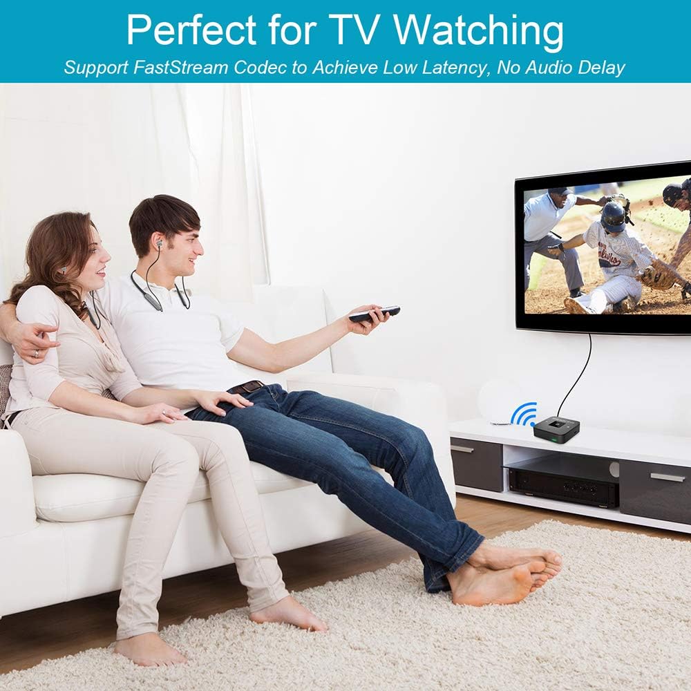 Golvery Wireless Headphones for TV Watching w/Bluetooth Transmitter Adapter (Digital Optical AUX RCA), Bluetooth 5.0 Rechargeable Earbuds Headset Hearing Set for Seniors, Plug n Play, No Audio Delay