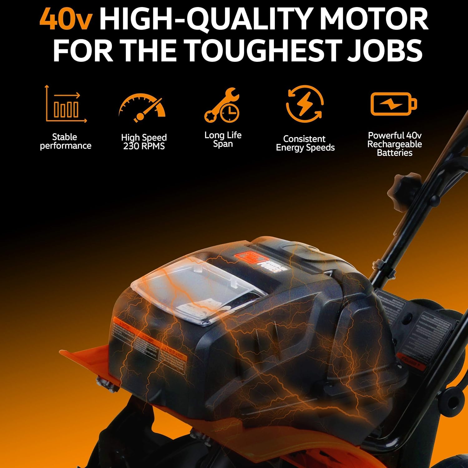 SuperHandy Tiller Cultivator Rototiller Electric Portable 40V 14" Inch Tilling Width 4 Premium Steel Adjustable for Garden & Lawn, Digging, Weed Removal & Soil Cultivation with Extra Battery