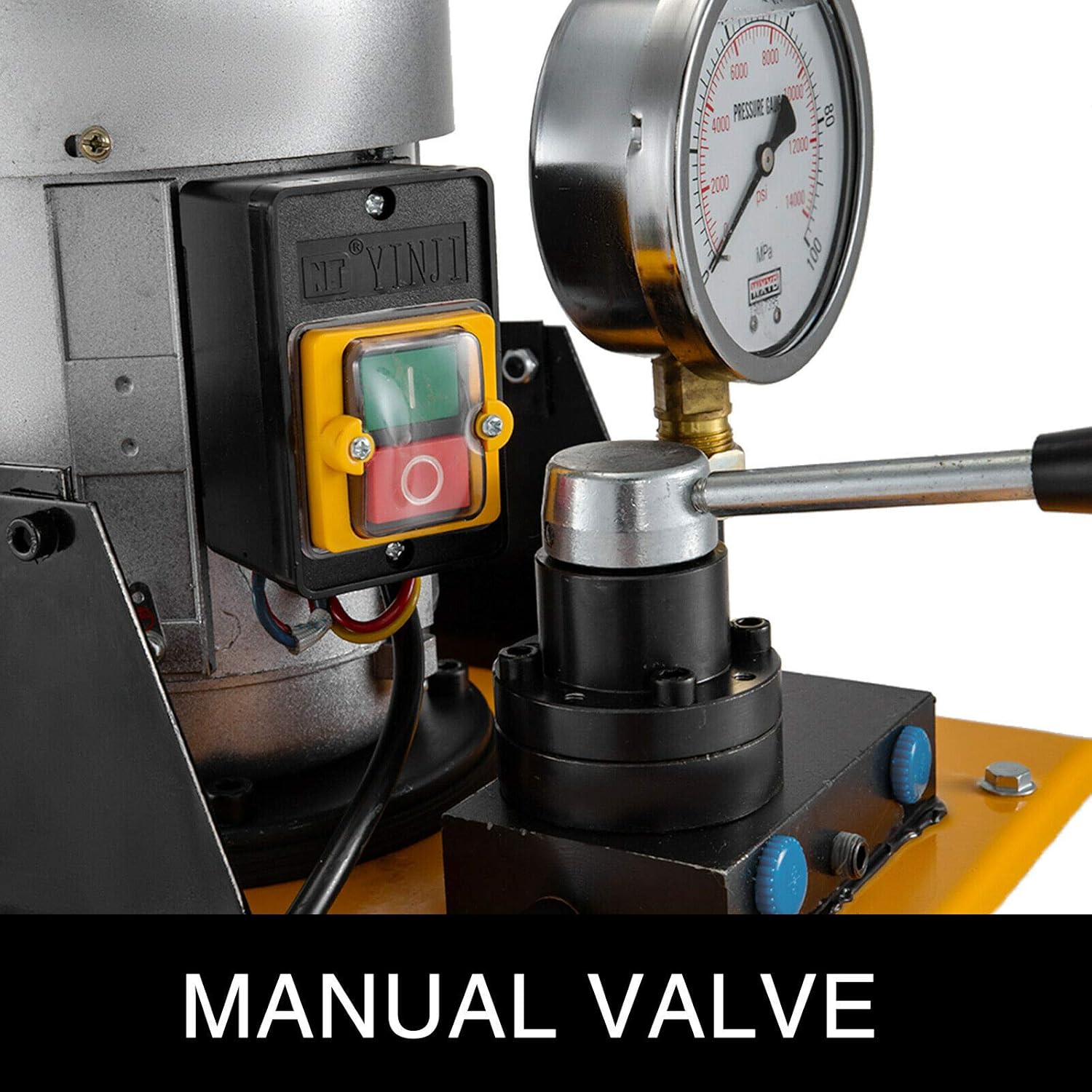 Happybuy Hydraulic Pump Electric Double Acting Manual Valve Hydraulic Pump 10000 PSI Electric Hydraulic Power Unit for Home and Commercial Using (Double Acting)