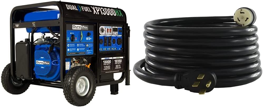 DuroMax XP5500HX Dual Fuel Portable Generator-5500 Watt Gas or Propane Powered Electric Start w/CO Alert, 50 State Approved, Blue