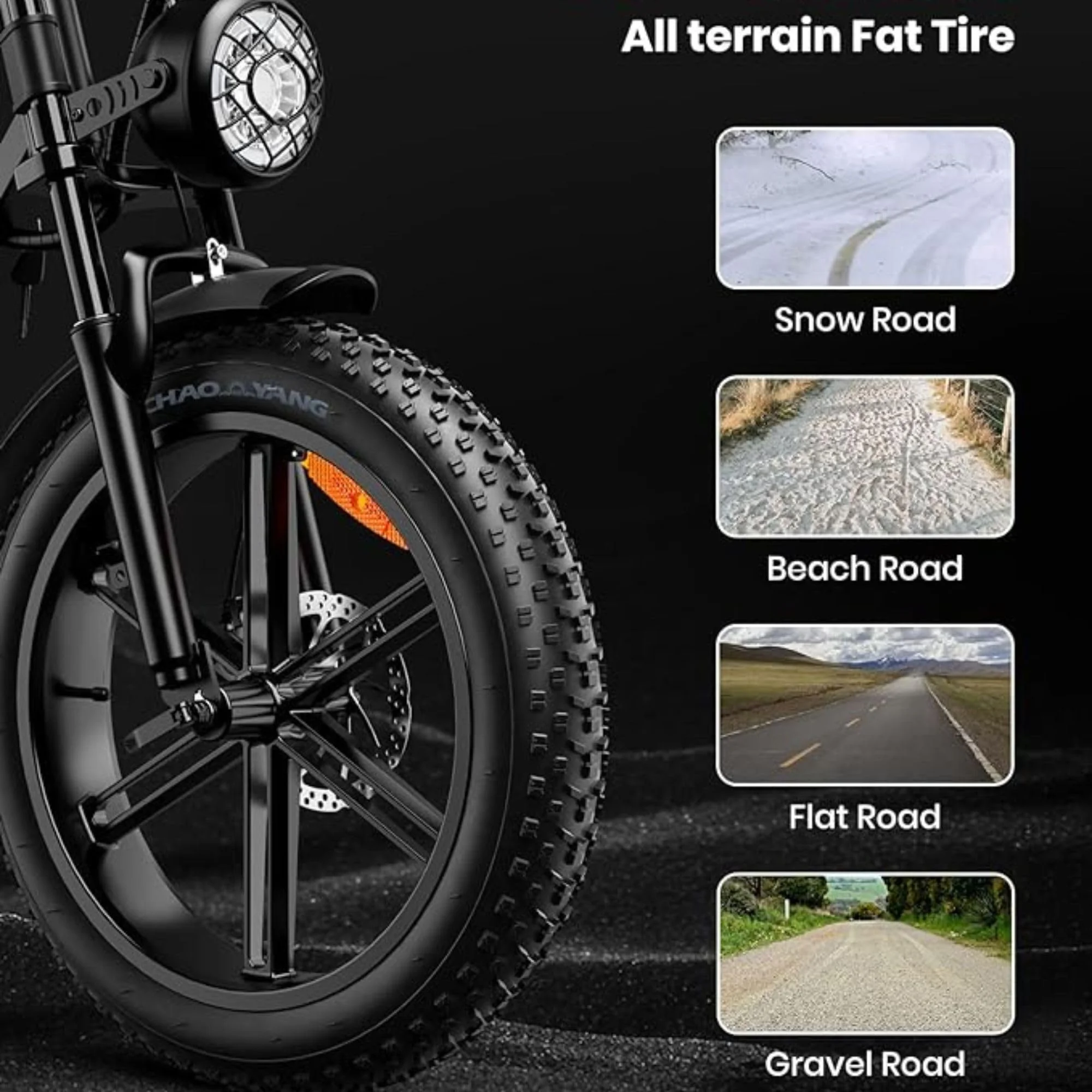 BreezeRider 20" Fat Tire Electric Bike for Adults 750W Brushless Motor 48V 15AH Removable Battery Ebike Commuter Electric Mountain Bike 7-Speed Dual Suspension