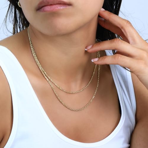 Nuragold 10k Yellow Gold 2mm Rope Chain Diamond Cut Necklace, Mens Womens Jewelry 16" 18" 20" 22" 24" 26" 28" 30"
