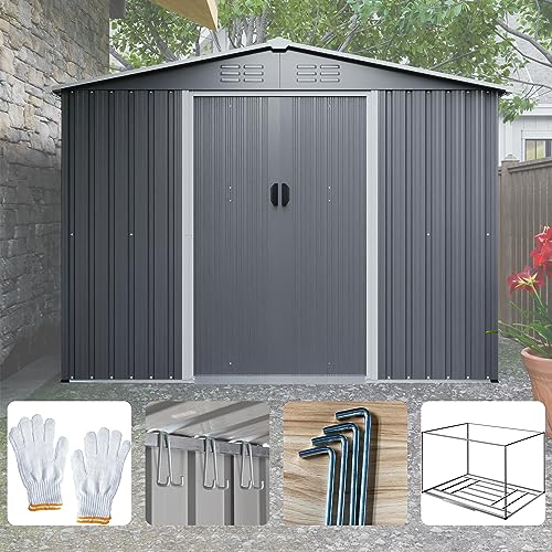 6x4 Ft Outdoor Storage Shed, Heavy-Duty All-Weather Tool Shed with Lockable Doors, Durable Resin Construction for, Patio & Backyard Organization Black