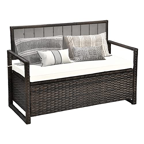 YITAHOME 230 Gal Outdoor Storage Box, XXL All-Weather Wicker Deck Box for Patio Furniture, Cushions, Pool Accessories and Garden Tools - Black