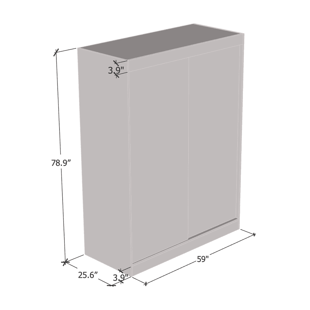 Aria 2 Door 59" Wide Modern High Gloss Wardrobe Armoire, Wenge