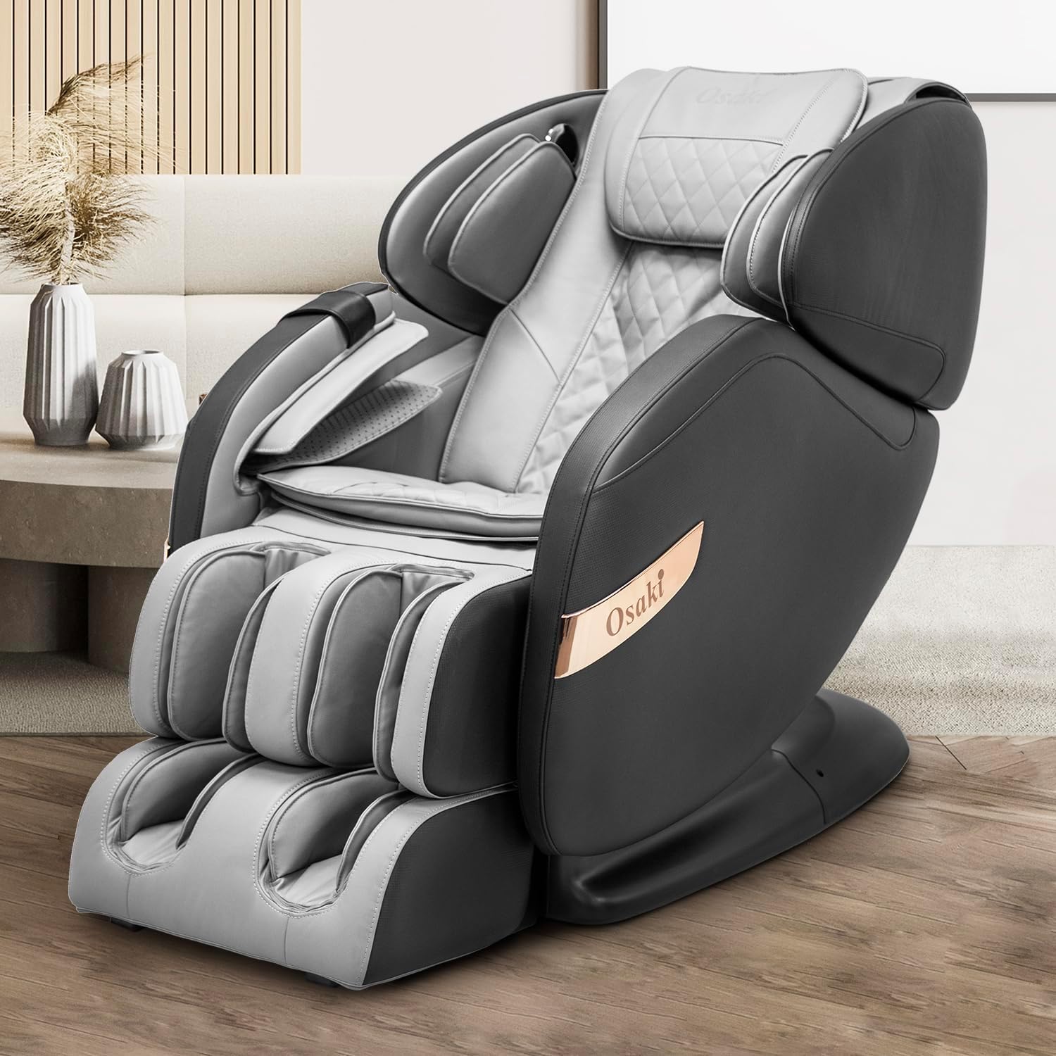 Osaki OS-Champ | Black & Gray | 2D SL-Track Full Body Massage Chair | Zero Gravity | Lumbar Heating | Foot & Calf | Auto Mode | Full Air Bag Compression | Bluetooth Speaker | Space Saving