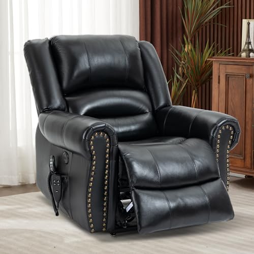 Dual Motor Power Lift Chair, Lay Flat Recliner Chair, Electric Recliner with Massage and Heat for Elderly, Remote Control, Infinite Position, Standing Assistance, USB Ports, Faux Leather, Brown