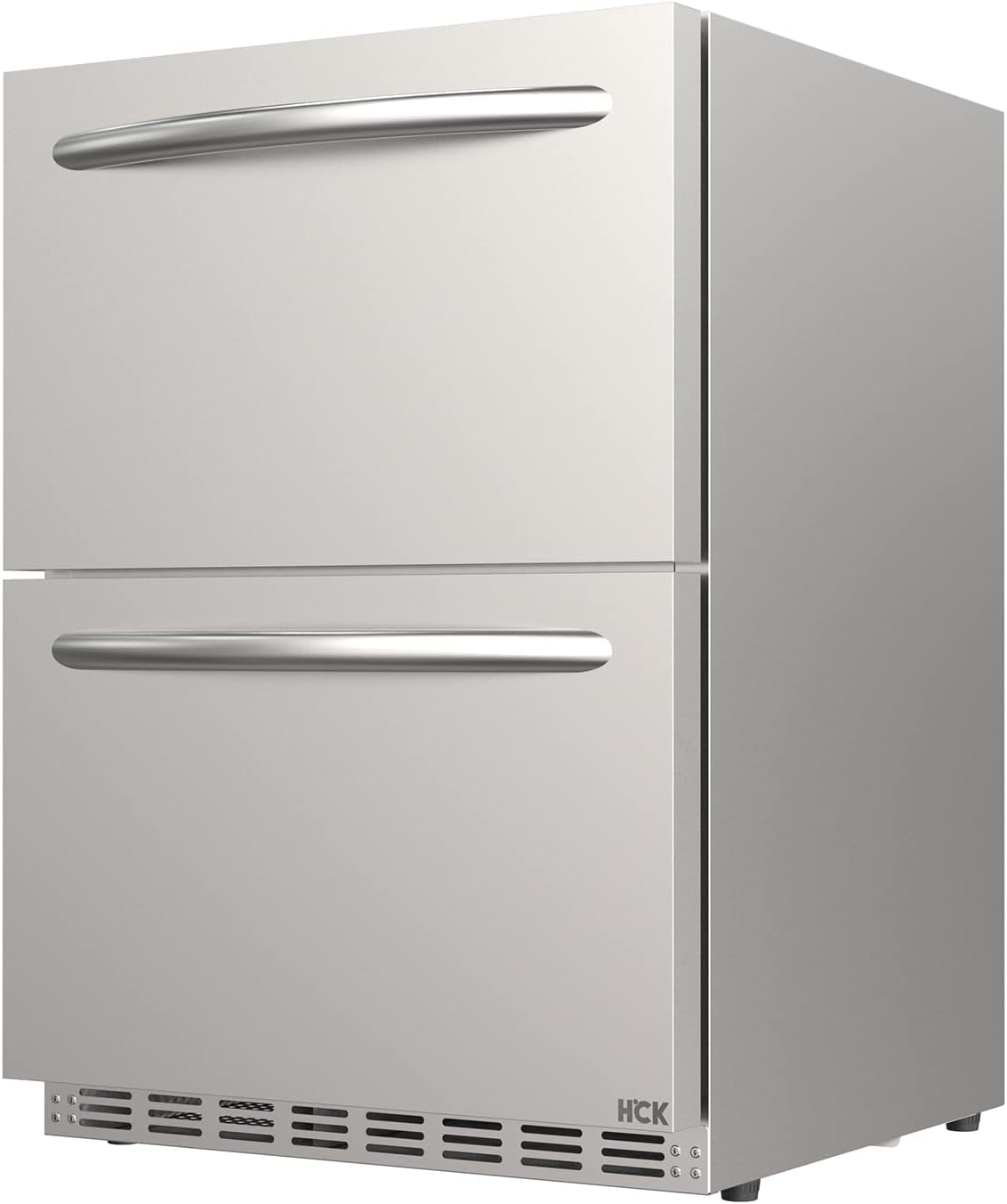 24 Inch Under Counter Refrigerator, Stainless Steel Built-in Freestanding Double Drawers Fridge, Beverage Fridge Refrigerator, Digital Display Weatherproof for Outdoor Commercial Home Use