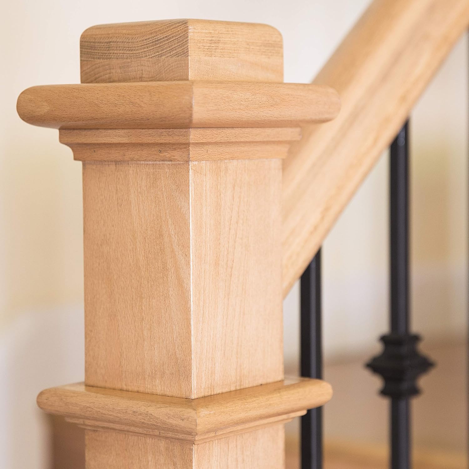 962 - Wood Box Newel - Plain Style - 48 inch - Sleek Minimalist Design - Staircase Post (Red Oak)