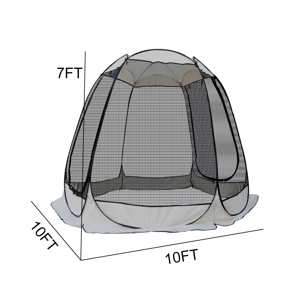 BIGTREE Screen House Room Outdoor 6 Black Mesh Screen Wall Camping Tent 10’ x 10’  Pop up Dome Zipper Textile Canopy for Patios
