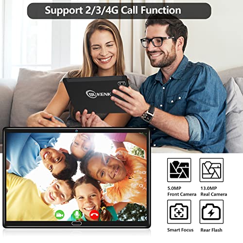 2024 Newest Android 13 Tablet, 2 in 1 Tablet 10.1 Inch, 4G Cellular Tablet with Keyboard, 64GB ROM + 4GB RAM, Octa-Core Processor, 2 Sim Slots, 13MP Camera, GPS/WiFi/Bluetooth/Mouse/Stylus(Black)