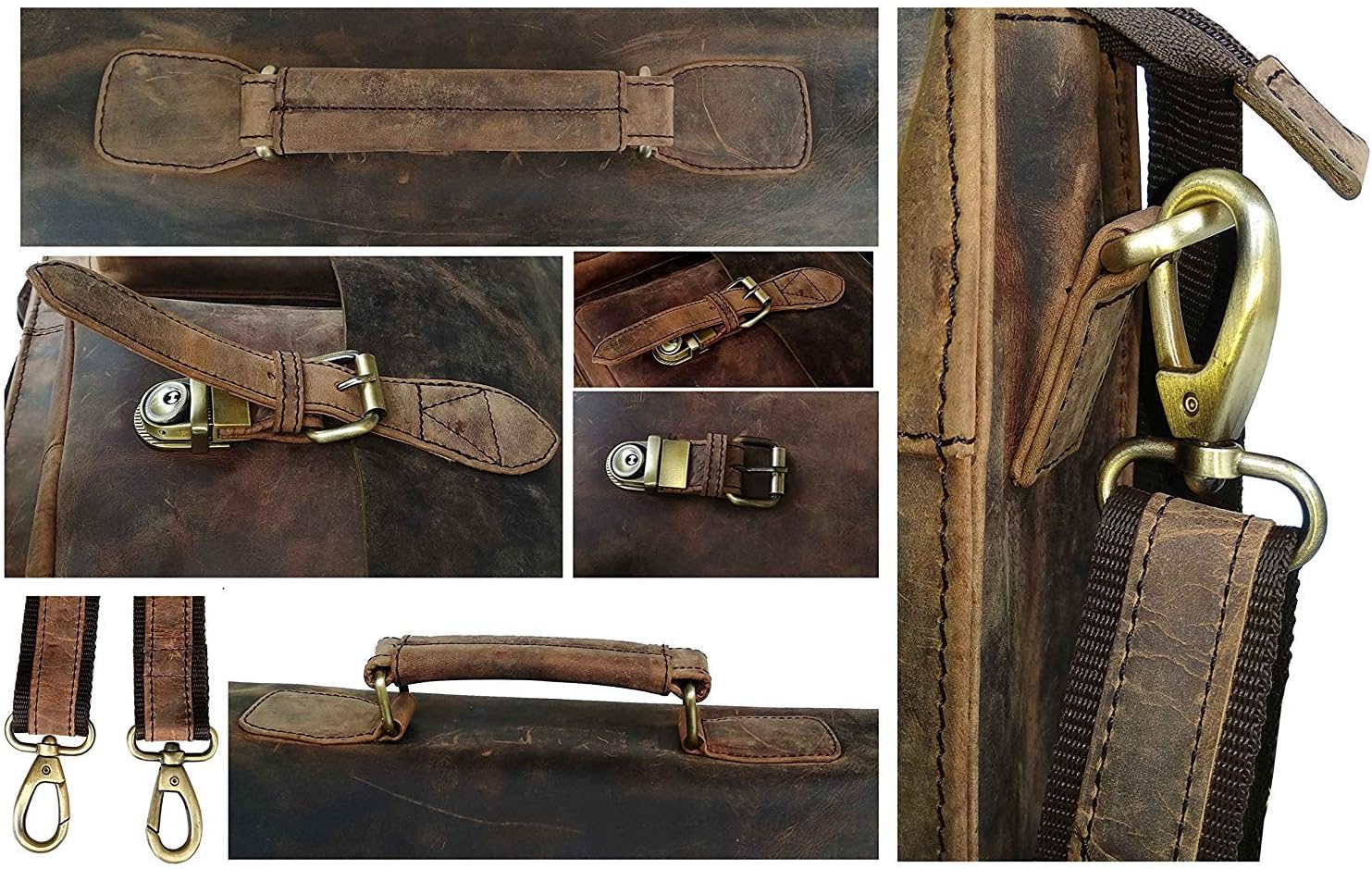 cuero Retro Genuine Buffalo Vintage Hunter Leather Men Laptop Messenger Shoulder Bag Office Briefcase College Bag For Men And Women By Cuero (15 inch)
