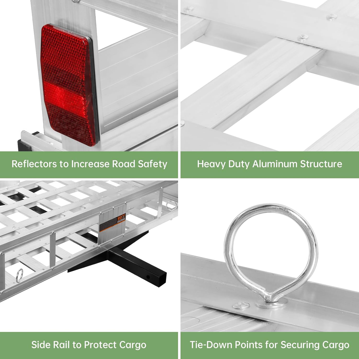 50" x 29.5" Hitch Cargo Carrier, 500lb Capacity Trailer Hitch Mount Cargo Basket, Luggage,Scooter,Wheelchairs Carrier Rack Fits 2" Hitch Receiver for SUV Truck Pickup