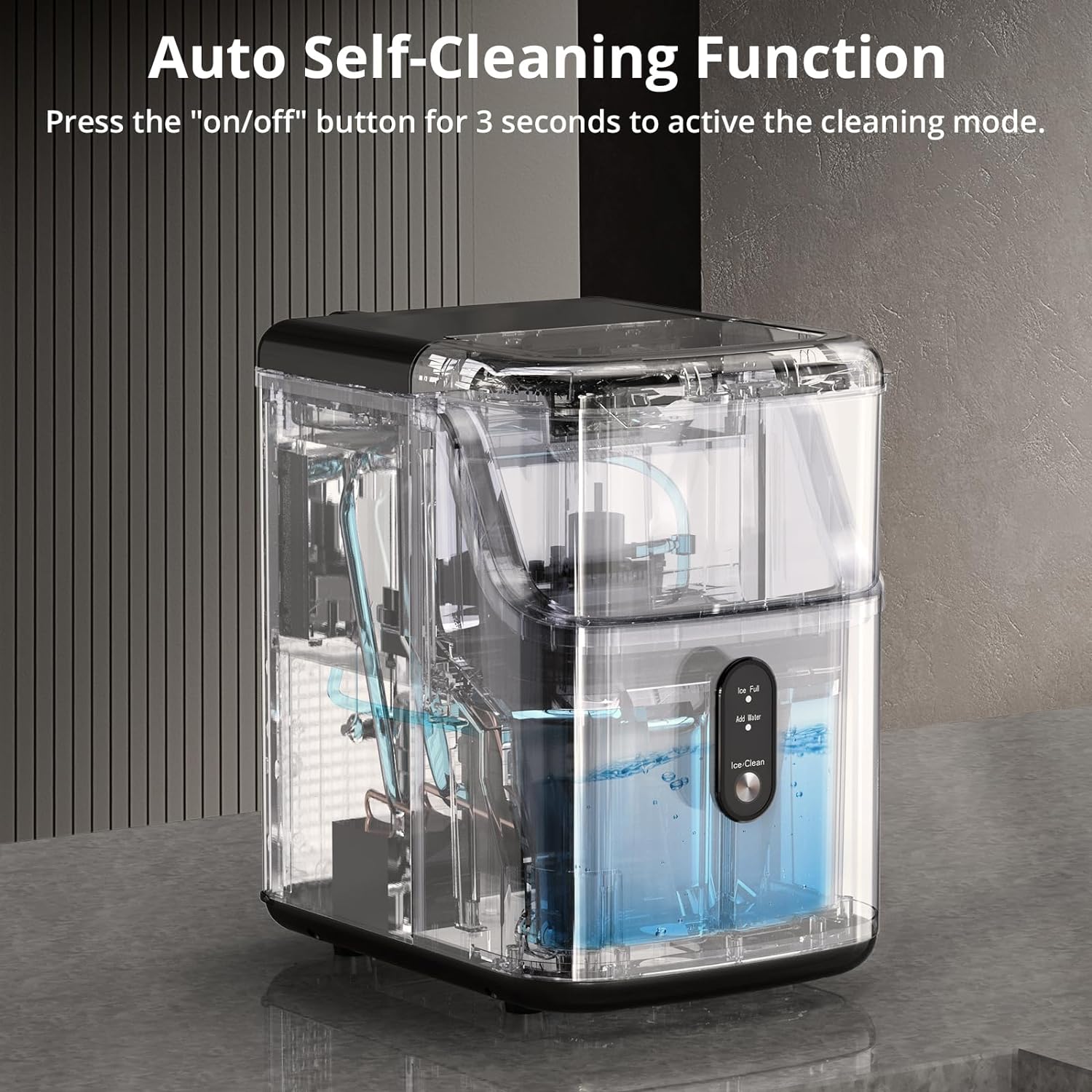 Nugget Ice Maker Countertop Machine with Soft Chewable Ice, Crushed Ice Makers with Self-Cleaning, 36Lbs/24Hrs, One-Key Operation, Compact Ice Maker with Ice Scoop/Basket for Home/Kitchen/Bar
