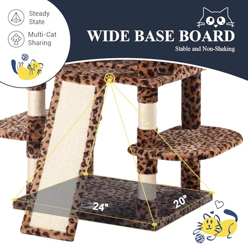 Allewie 68 Inches Cat Tree/House and Towers for Big Feline/Scratching Post/Multi-Level Large Kitty Climbing Tree with Condo/Smokey Grey
