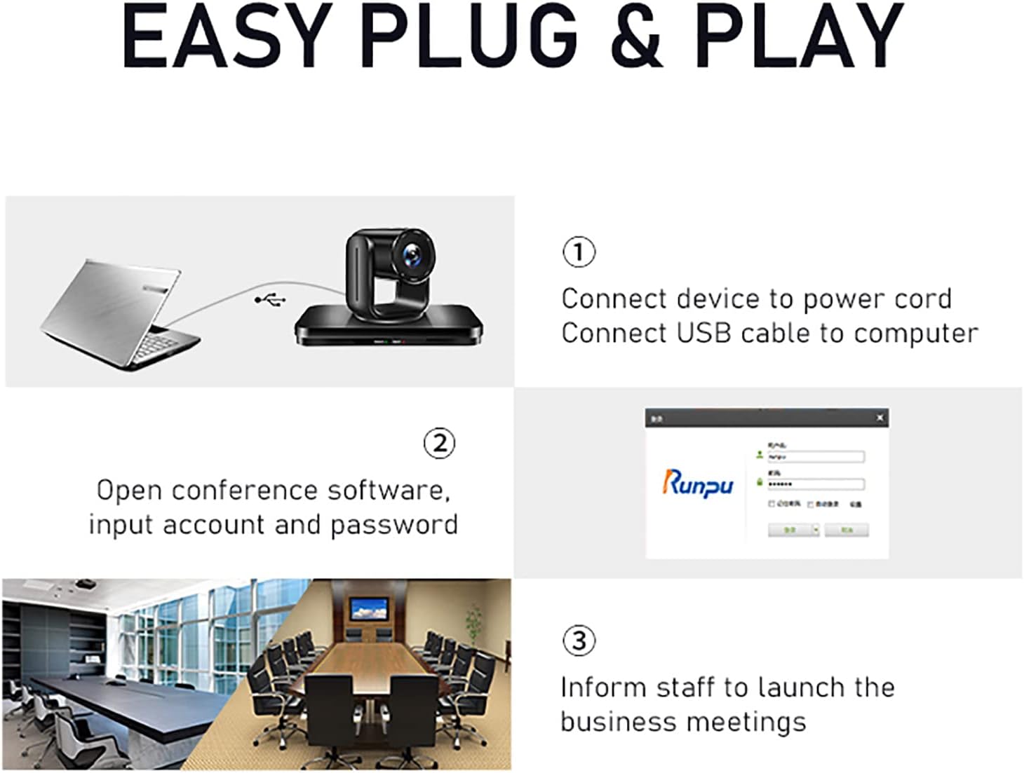 10X Optical Zoom PTZ Camera USB2.0 Video Conference Room Camera 1080P Conferencing System Computer Webcam for Living Streaming,Business Meeting
