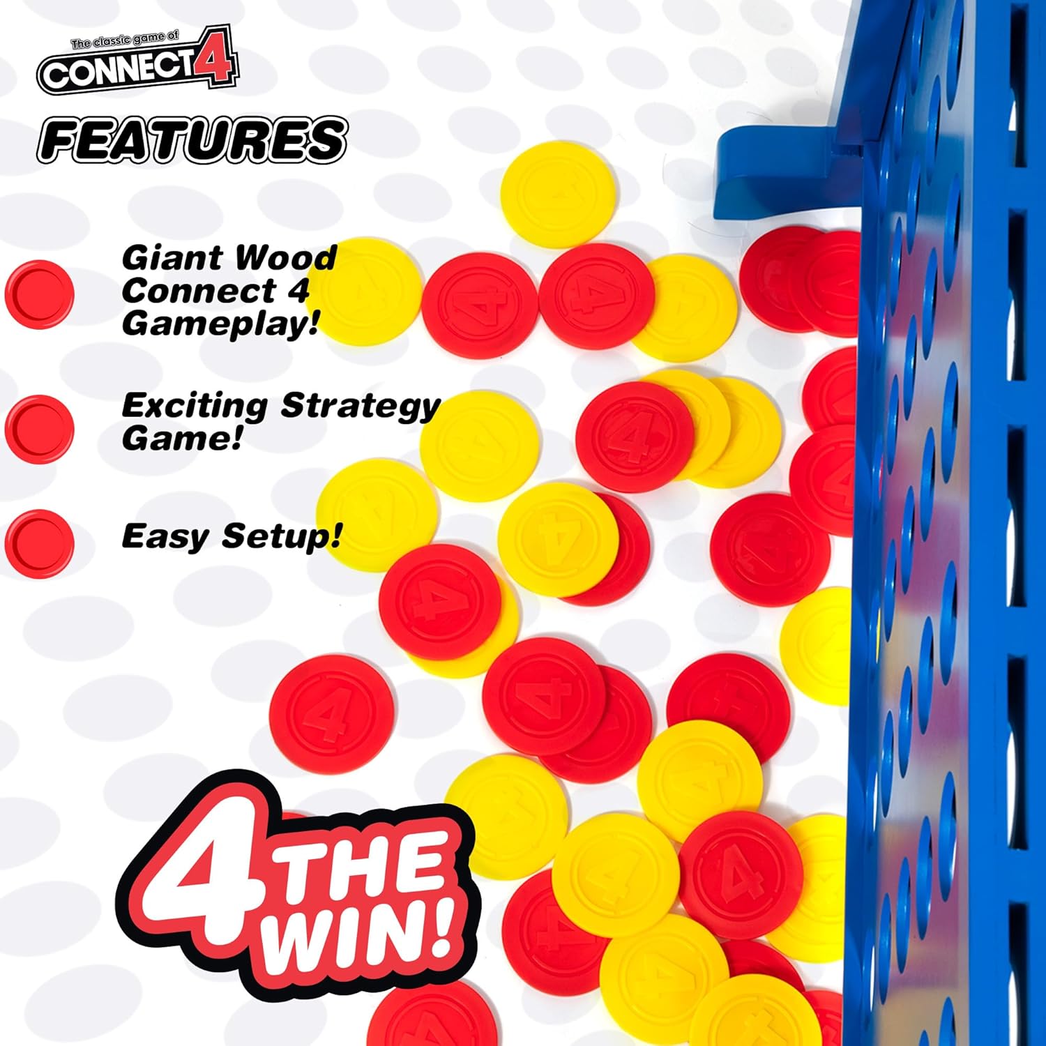 Giant Connect 4: Hasbro's Original Connect4 Game Super-Sized - 31.5 inch Wooden Official Four in a Row Board Game - Indoor or Outdoor Connect4 Fun for Adults and Family