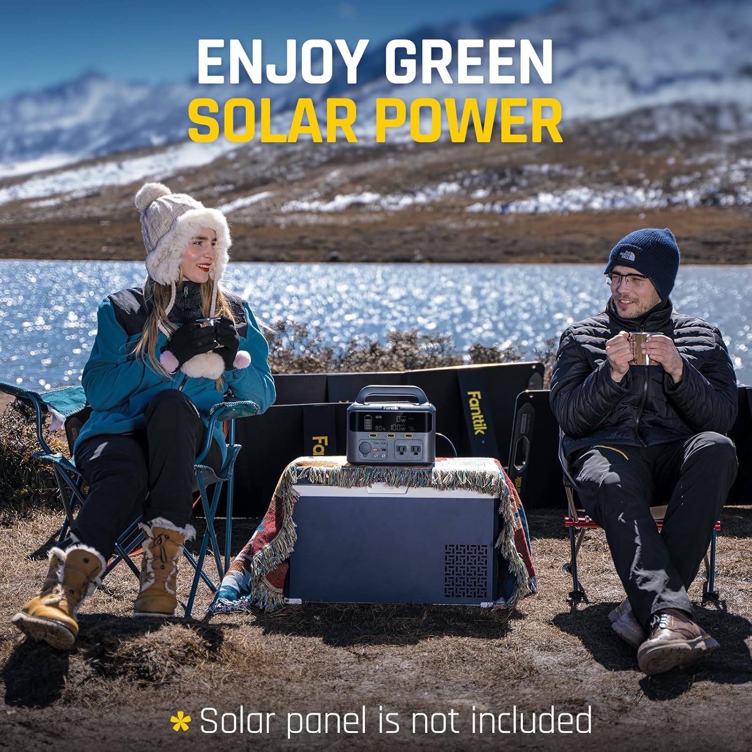 Fanttik EVO 300 Portable Power Station, 299Wh Backup Power Supply with Ultra Large Digital Screen, 2 AC 110V/300W(Peak 600W) Pure Sine Wave Outlets, Solar Generator (Solar Panel Not Included) for Outdoors Camping Travel Hunting RV Home Emergency
