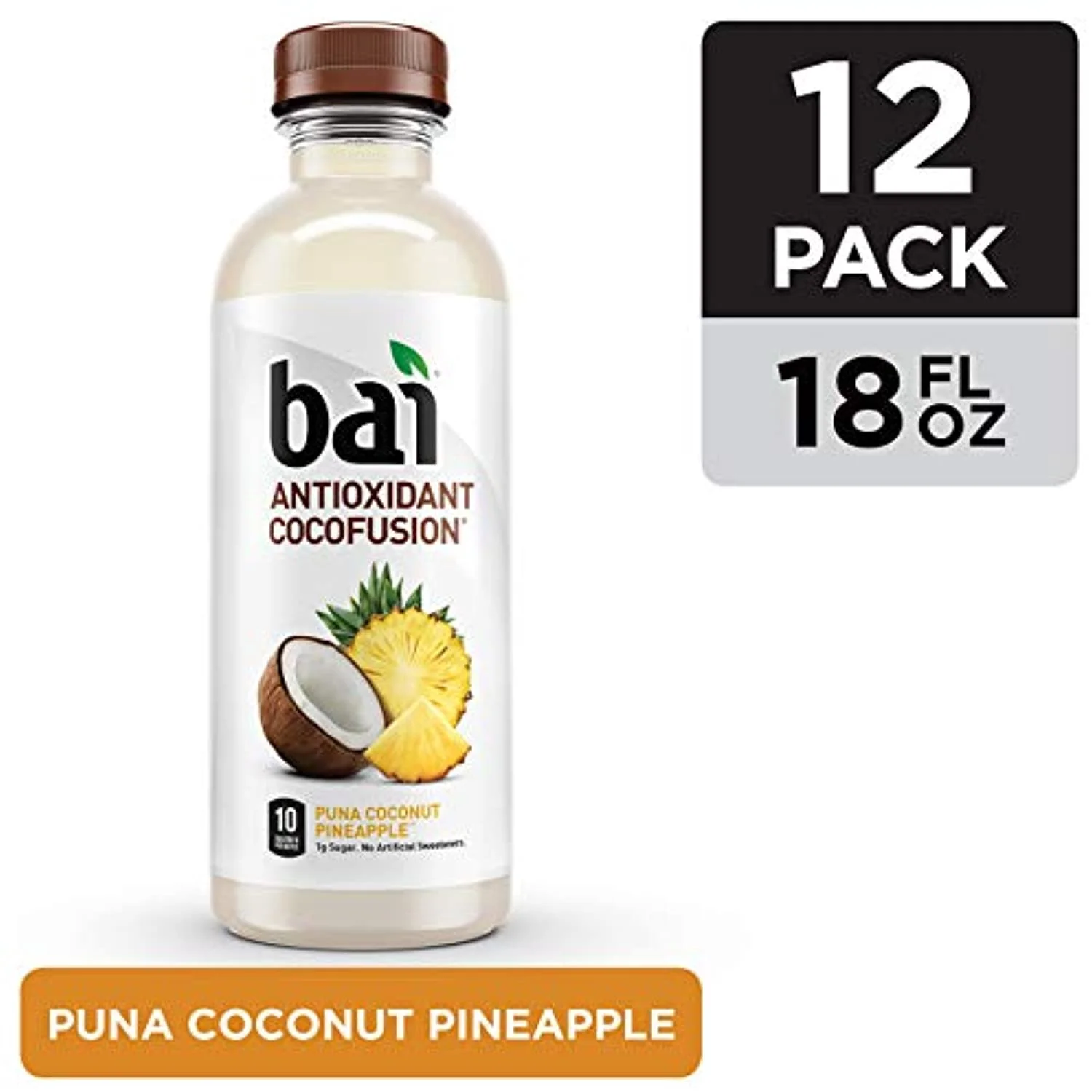 Bai Coconut Flavored Water, Puna Coconut Pineapple, Antioxidant Infused Drinks, 18 Fluid Ounce Bottles, (Pack Of 12)
