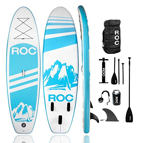 Roc Inflatable Stand Up Paddle Boards with Premium SUP Paddle Board Accessories, Wide Stable Design, Non-Slip Comfort Deck for Youth & Adults