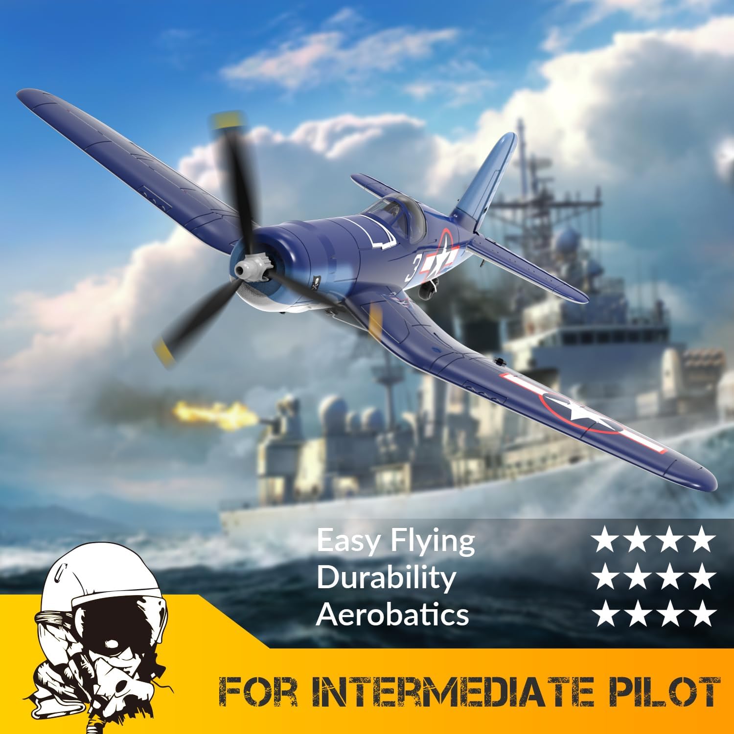 VOLANTEXRC RC Plane 4CH RC Airplane BF-109, andF4U Corsair Ready to Fly with Upgraded Canopy, Xpilot Stabilization System&One Key Aerobatic Function for Beginners, Adluts