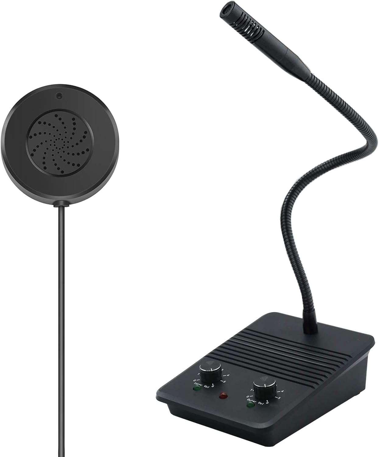 Window Speaker Intercom System Anti-Interference Dual-Way Intercommunication Microphone and Speaker Bank Window Intercom Glass Window Microphone for Business/Bank/Office/Hospital