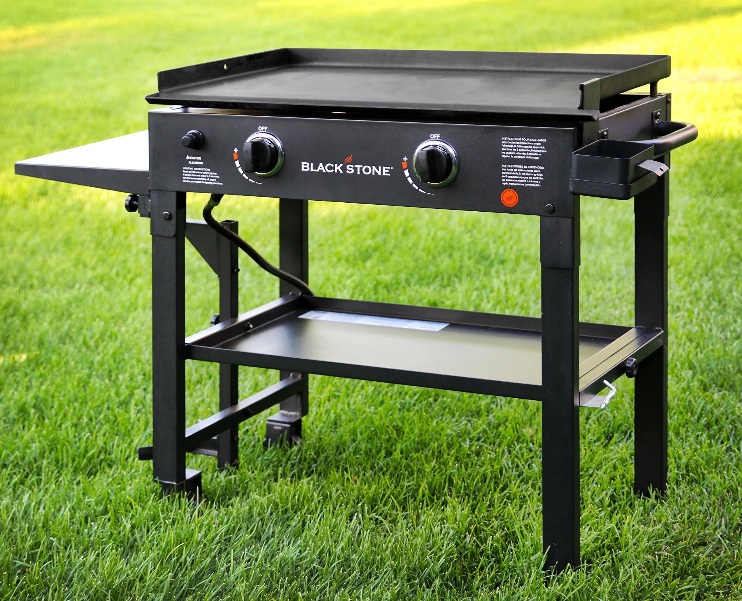 Blackstone 28 in 2-Burner Propane Gas Grill in Black with Griddle Top